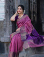 Ethnic Lavender Soft Silk Saree With Imbrication Blouse Piece