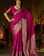 Pleasant Magenta Pure Banarasi Silk Saree With Scintillating Blouse Piece