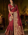 Arresting Maroon Pure Banarasi Silk Saree With Surreptitious Blouse Piece