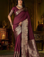Nemesis Wine Pure Banarasi Silk Saree With Lagniappe Blouse Piece