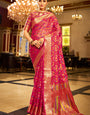 Super classy Dark Pink Organza Silk Saree With Divine Blouse Piece