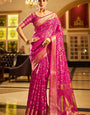 Nebula Magenta Organza Silk Saree With Glowing Blouse Piece
