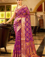Nectarous Purple Organza Silk Saree With Deserving Blouse Piece