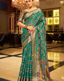 Imbrication Rama Organza Silk Saree With Fancifull Blouse Piece