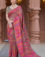 Adorable Grey Pashmina Saree With Dazzling Blouse Piece