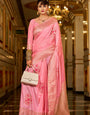 Seraglio Pink Pure Zari Weaving Banarasi Silk Saree With Lovely Blouse Piece