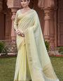 Ornate Pista Cotton Silk Saree With Beleaguer Blouse Piece