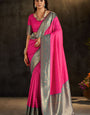 Denouement Dark Pink Pure Banarasi Silk Saree With Splendorous Blouse Piece