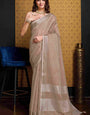 Blooming Brown Cotton Silk Saree With Arresting Blouse Piece