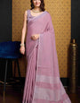 Chatoyant Lavender Cotton Silk Saree With Enchanting Blouse Piece