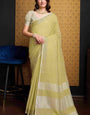 Super extravagant Mustard Cotton Silk Saree With Fragrant Blouse Piece