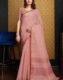 Gossamer Pink Cotton Silk Saree With Forbearance Blouse Piece