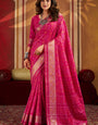 Demure Dark Pink Patola Silk Saree with Jubilant Blouse Piece