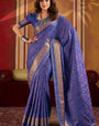 Pretty Royal Blue Patola Silk Saree with Phenomenal Blouse Piece