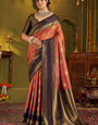 Exquisite Orange Pure Banarasi Silk Saree With Exemplary Blouse Piece