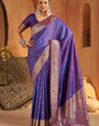 Stunner Purple Pure Banarasi Silk Saree With Refreshing Blouse Piece