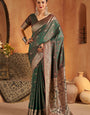 Charming Green Pure Banarasi Silk Saree With Dulcet Blouse Piece