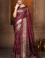 Prodigal Maroon Paithani Silk Saree With Flamboyant Blouse Piece