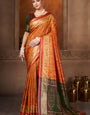 Glorious Orange Paithani Silk Saree With Unequalled Blouse Piece