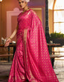 Confounding Dark Pink Pure Zari Weaving Banarasi Silk Saree With Blissful Blouse Piece