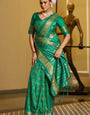 Nectarous Green Pure Zari Weaving Banarasi Silk Saree With Appealing Blouse Piece