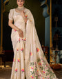 Appealing Beige Cotton Silk Saree With Fairytale Blouse Piece