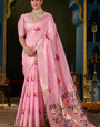 Fugacious Pink Cotton Silk Saree With Gorgeous Blouse Piece