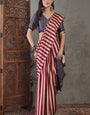 Prodigal Maroon Ajrakh Printed Semi Modal Silk Saree With Glorious Blouse Piece