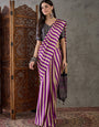 Super classy Purple Ajrakh Printed Semi Modal Silk Saree With Scrupulous Blouse Piece