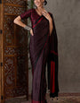 Comely Black Ajrakh Printed Semi Modal Silk Saree With Incomparable Blouse Piece