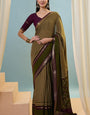 Adorable Green Printed Cotton Silk Saree With Hypnotic Blouse Piece