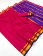 Alluring Dark Pink Soft Silk Saree With Mesmerising Blouse Piece