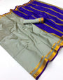 Deserving Grey Soft Silk Saree With Beautiful Blouse Piece