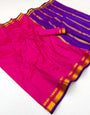Lustrous Magenta Soft Silk Saree With Exquisite Blouse Piece