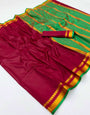 Stunning Maroon Soft Silk Saree With Desirable Blouse Piece