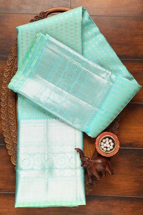 Ethnic Firozi Soft Silk Saree With Moiety Blouse Piece