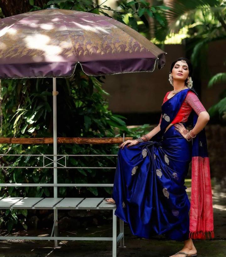 Surpassing Blue Soft Silk Saree With Prominent Blouse Piece