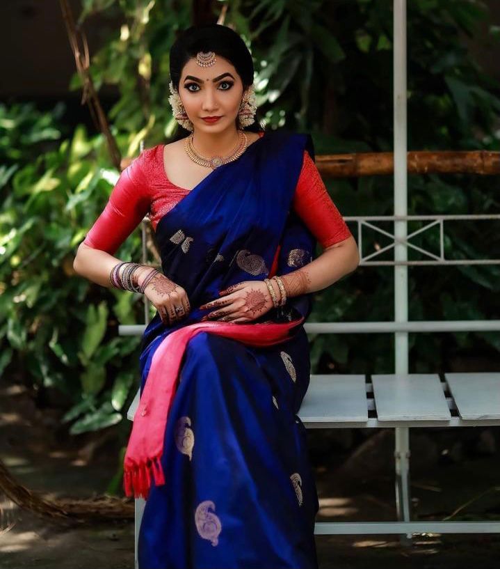 Surpassing Blue Soft Silk Saree With Prominent Blouse Piece