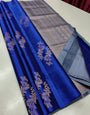 Pleasurable Blue Soft Silk Saree With Dissemble Blouse Piece