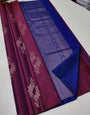 Adoring Wine Soft Silk Saree With Mesmerising Blouse Piece