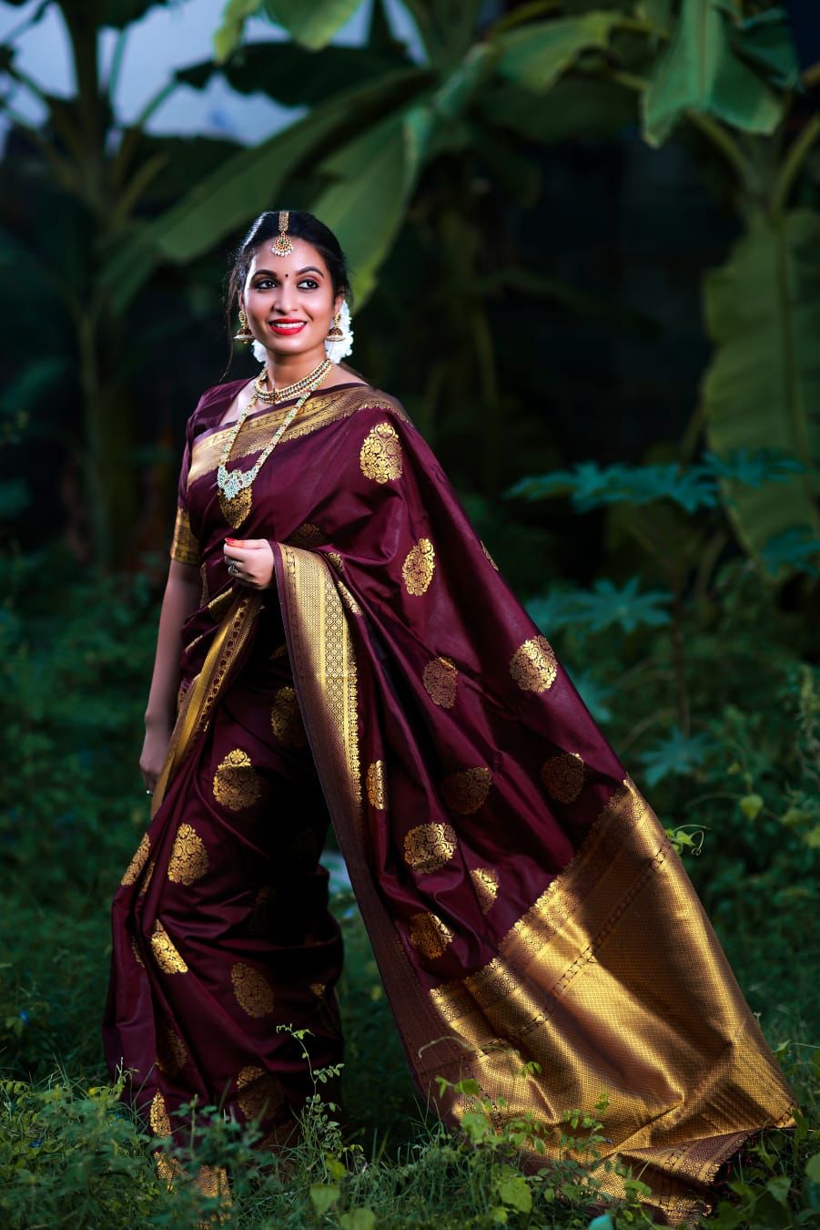 Glamorous Wine Soft Banarasi Silk Saree With Devastating Blouse Piece