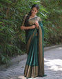 Adorable Dark Green Soft Silk Saree With Epiphany Blouse Piece