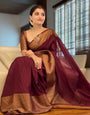 Elision Wine Soft Silk Saree With Ephemeral Blouse Piece