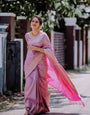 Evocative Pink Soft Silk Saree With Efflorescence Blouse Piece