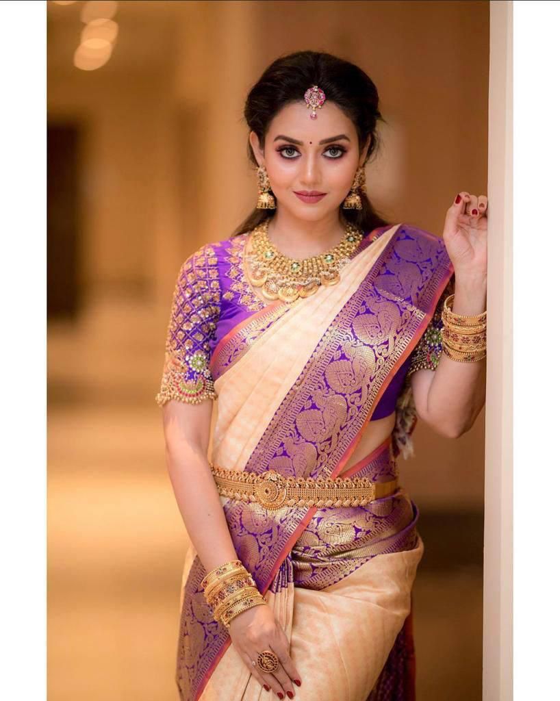 Precious Peach Soft Silk Saree With Allure Blouse Piece