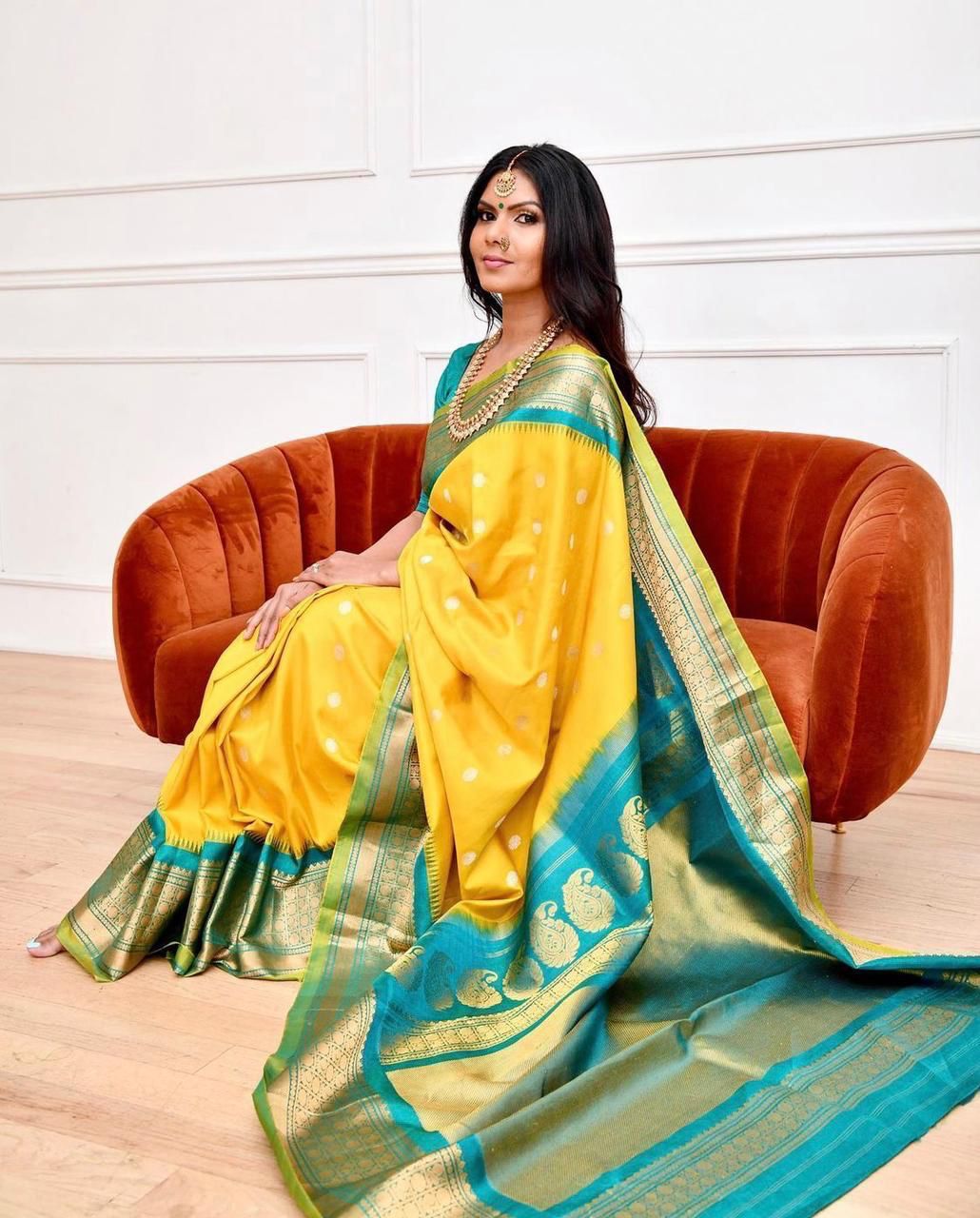 Classy Yellow Soft Banarasi Silk Saree With Tremendous Blouse Piece