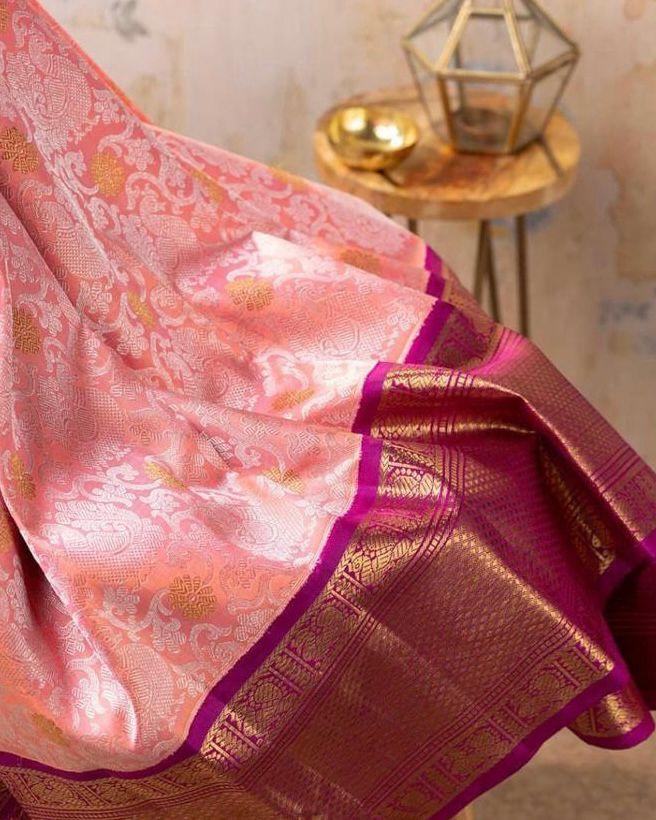 Lovely Pink Soft Banarasi Silk Saree With Denouement Blouse Piece