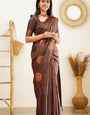 Proficient Brown Soft Silk Saree With Majesty Blouse Piece