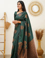 Rhapsodic Dark Green Soft Silk Saree With Redolent Blouse Piece