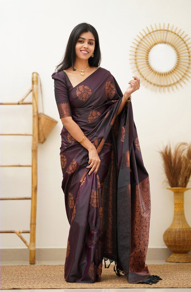 Chatoyant Purple Soft Silk Saree With Posh Blouse Piece